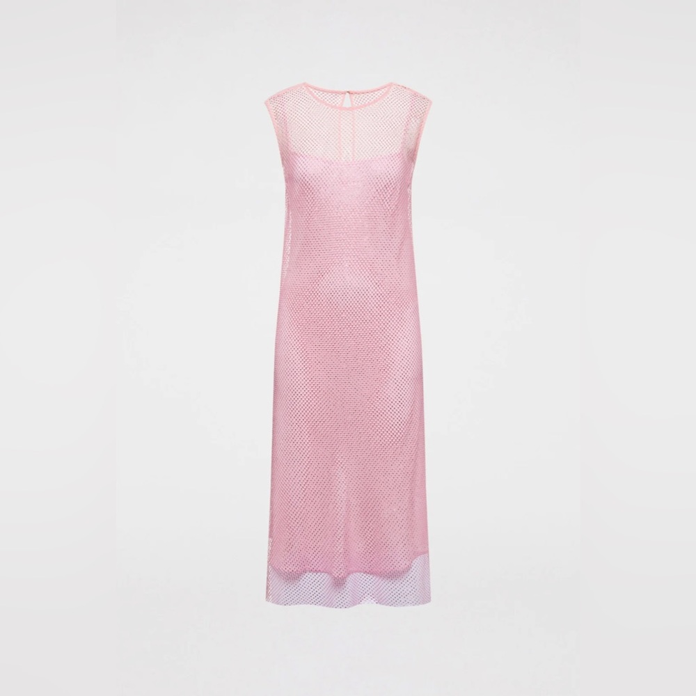 NWT Scanlan Theodore DIAMANTE MESH DRESS PALE PINK - Picture 4 of 13